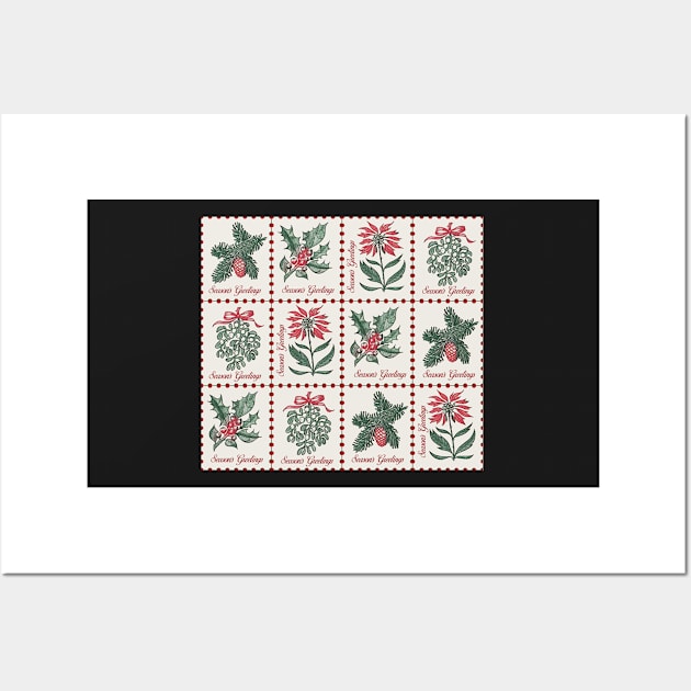 Vintage Christmas Postage Wall Art by implexity